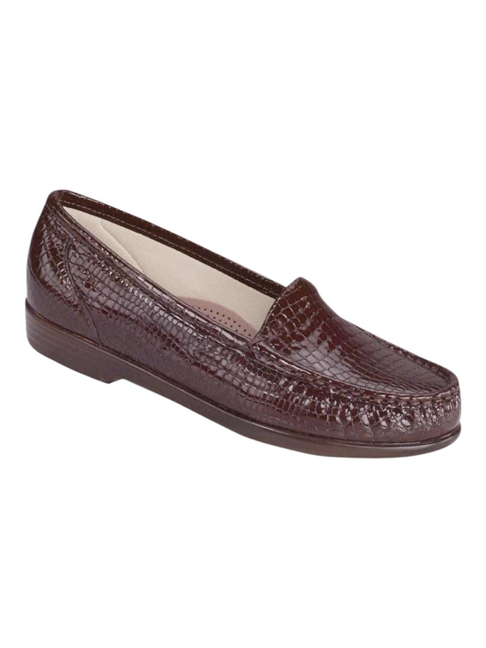 SAS Women’s Croc-Embossed Slip-On Loafer in Dark Brown 9.5